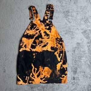 Shelbe Shop Denim Romper Skirt Size M Hand Died Acid Bleach Utility Canvas